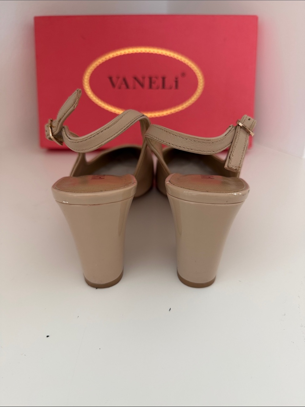 Vaneli 9Narrow Beige Pointed-Toe Slingback Pumps - Picture 4 of 6